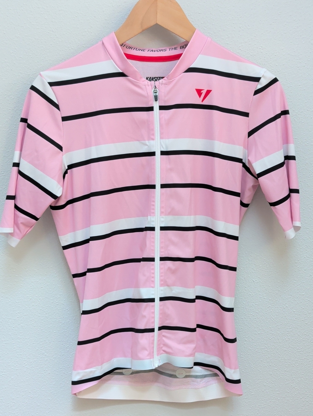 Kansept1 Pink Striped Cycling Jersey with Front Zip